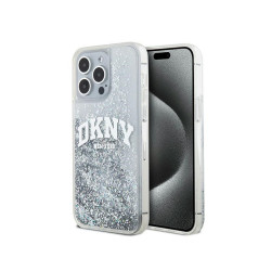 DKNY iPhone 15 Pro Max white hardcase Liquid Glitter Big Logo