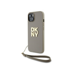 DKNY Coque beige pour iPhone 13/14/15 avec sangle et logo