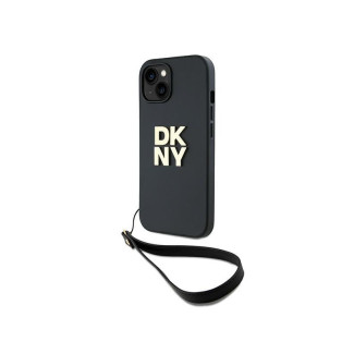 DKNY Coque noire iPhone 13/14/15 rigide avec bracelet et logo