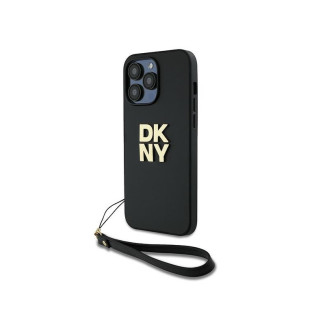 DKNY Coque pour iPhone 14 Pro Max noire avec attache poignet et logo