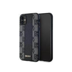 DKNY Coque rigide en cuir noire pour iPhone 11/XR motif à carreaux MagSafe
