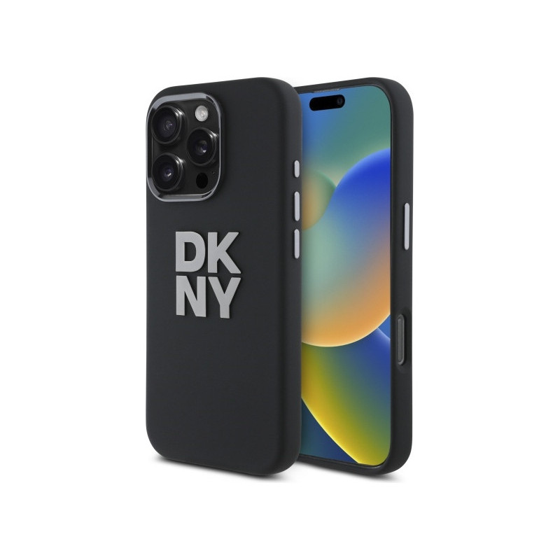 DKNY Coque pour iPhone 16 Pro rigide silicone logo métal DKNY Coque pour iPhone 16 Pro rigide silicone logo métal