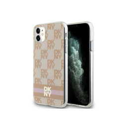 DKNY Coque rose pour iPhone 11/XR motif carreaux et bande imprimée