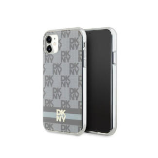 DKNY Coque rigide beige pour iPhone 11/XR motif à carreaux + bande imprimée