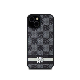 DKNY Coque Samsung Galaxy S24+ noire cuir damier mono & rayures imprimées