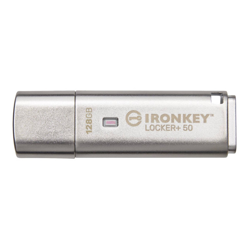 Kingston IronKey Locker+ 50 128GB USB Type-A 3.2 Gen 1 Silver IKLP50/128GB Kingston IronKey Locker+ 50 128GB USB Type-A 3.2 Gen 1 Silver IKLP50/128GB