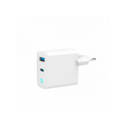 Gembird Chargeur Rapide 2 Ports 65W GaN USB LED Blanc TA-UC-PDQC65L-W-01