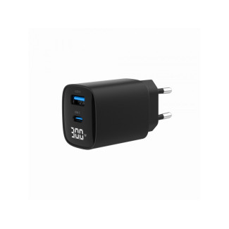Gembird Chargeur rapide 2 Ports USB 30W LCD Noir TA-UC-PDQC30LCD-BK-01
