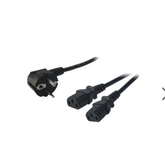 LogiLink Power Cable CEE7/7 (90°) to 2x IEC C13 1.7m Black CP101