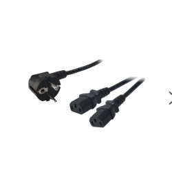 LogiLink Power Cable CEE7/7 (90°) to 2x IEC C13 1.7m Black CP101