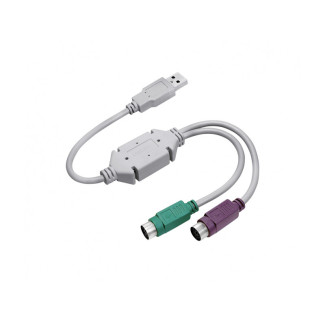 LogiLink USB 1.1 Adapter USB-A/M to 2x Mini-DIN 6 (PS/2)/M 0.3m Gray AU0004