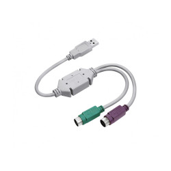 LogiLink USB 1.1 Adapter USB-A/M to 2x Mini-DIN 6 (PS/2)/M 0.3m Gray AU0004