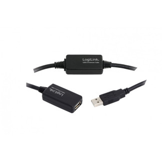 LogiLink USB 2.0 Cable USB-A/M to USB-A/F amplifier 20m Black UA0146