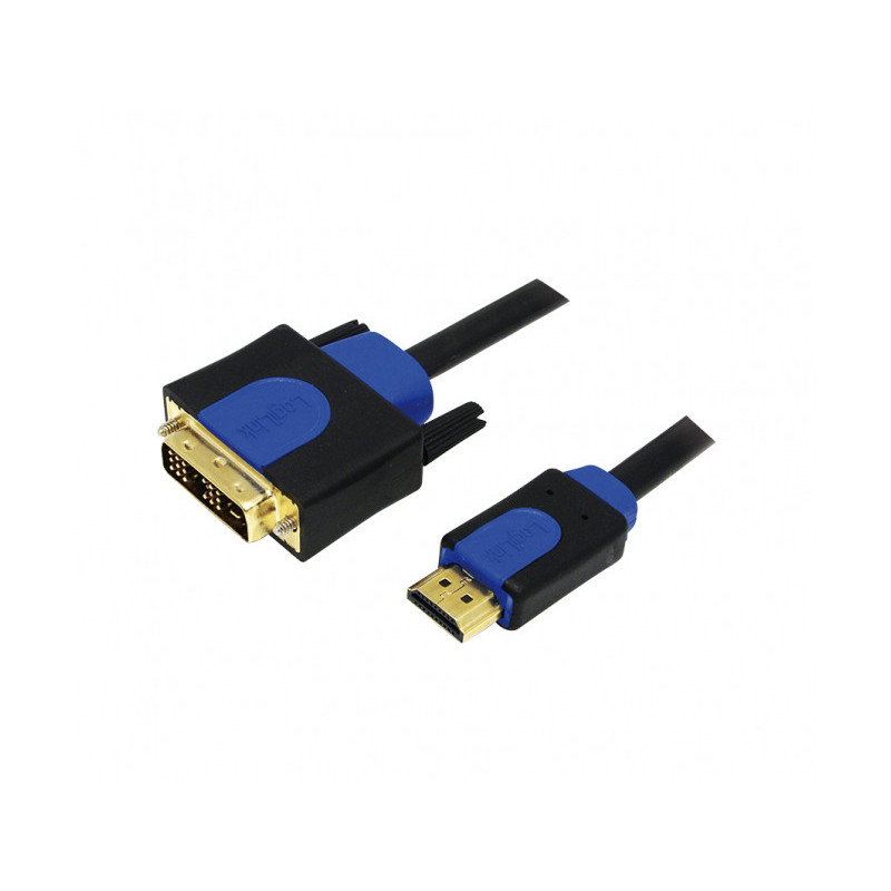 LogiLink HDMI Cable A/M to DVI/M 1080p bidirect Black/Blue 10m CHB3110 LogiLink HDMI Cable A/M to DVI/M 1080p bidirect Black/Blue 10m CHB3110