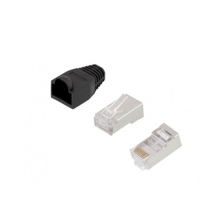 LogiLink RJ45 Modular Plug Cat.5e Shielded 100 Black Grommet MP0012