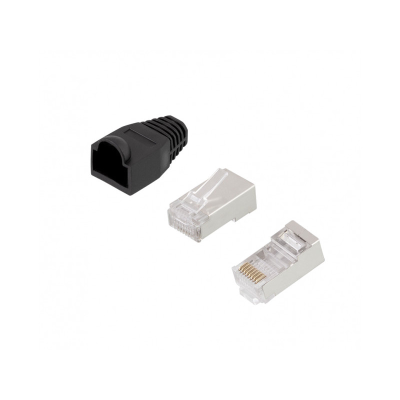 LogiLink RJ45 Modular Plug Cat.5e Shielded 100 Black Grommet MP0012