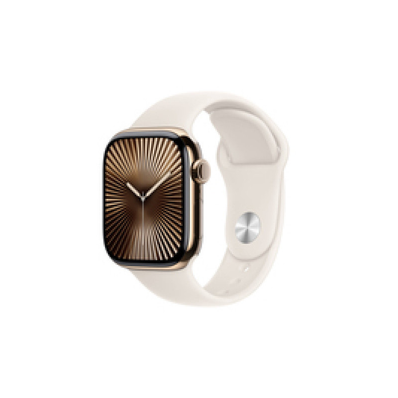 Apple Watch S10 Titane doré 42mm GPS+Cellulaire Sport Starlight (MX063QF/A)