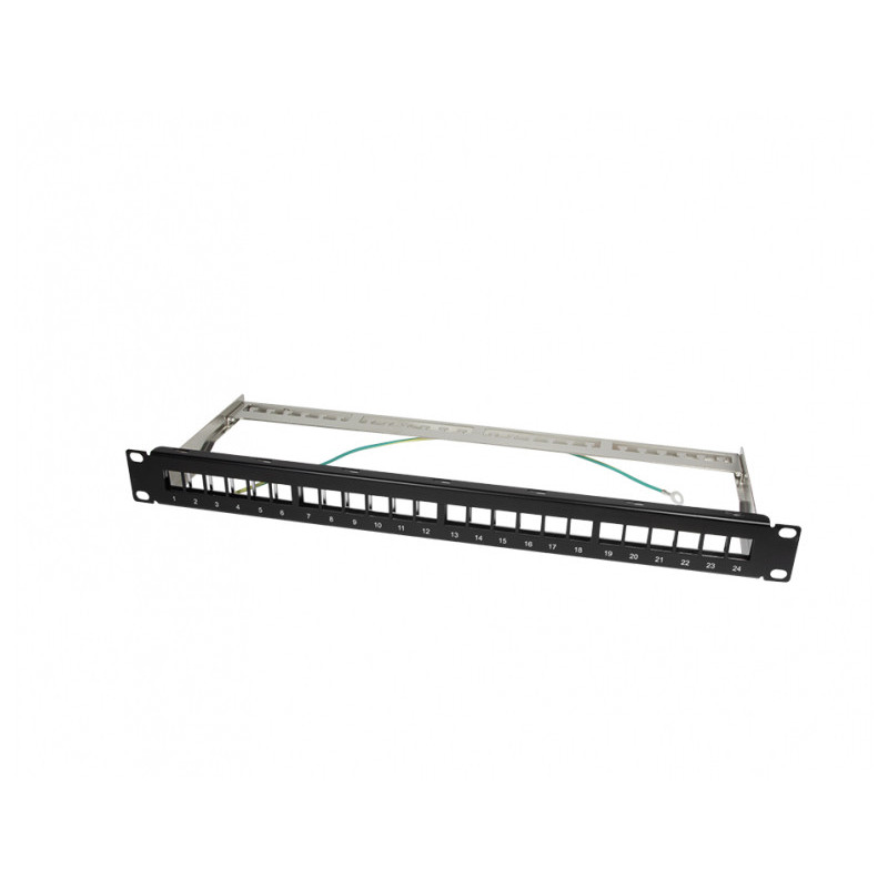 LogiLink 19 Patch Panel 24 Keystone modules 1 U unequipped Black ACT107