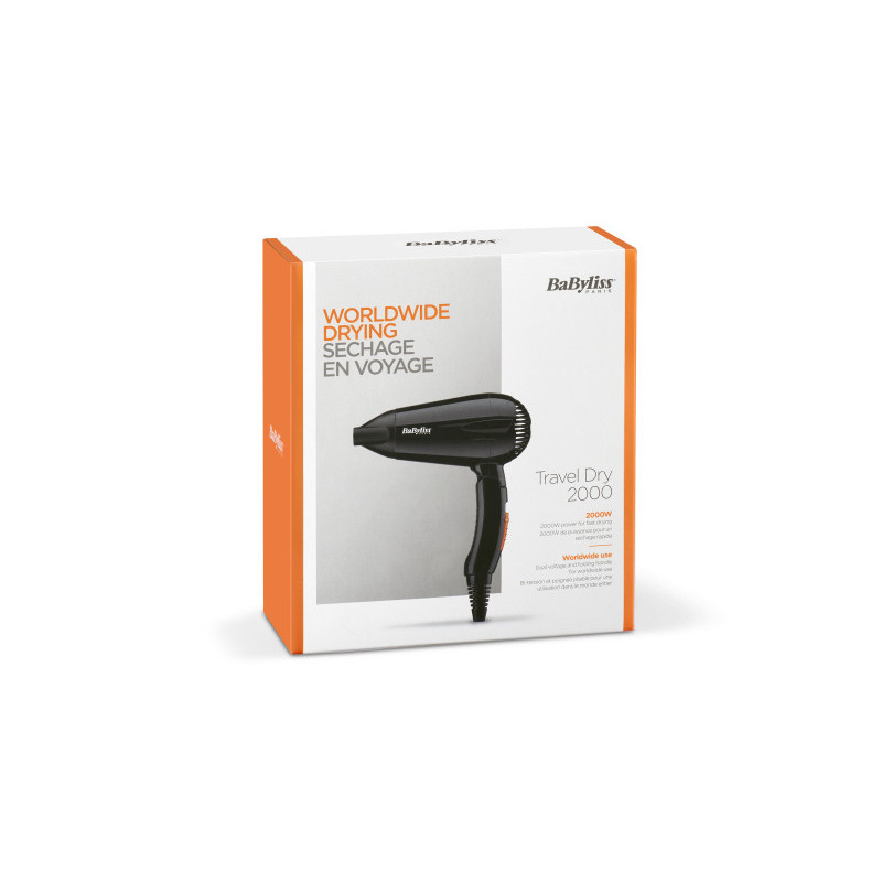 BaByliss Travel Dry 2000 Hairdryer Black 5344E