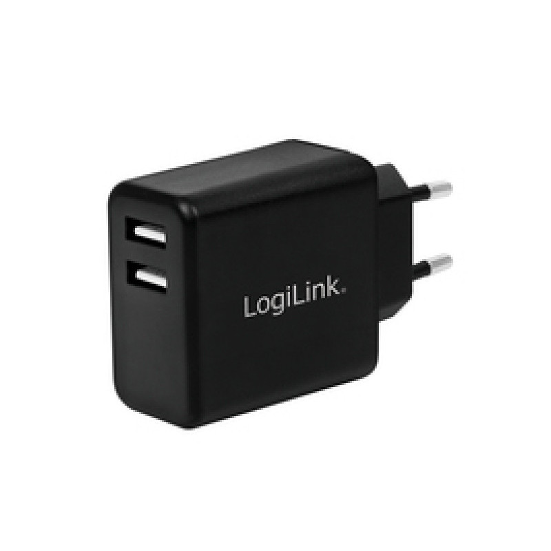 LogiLink dual USB Socket Adapter 2x USB-A 12W Black PA0210