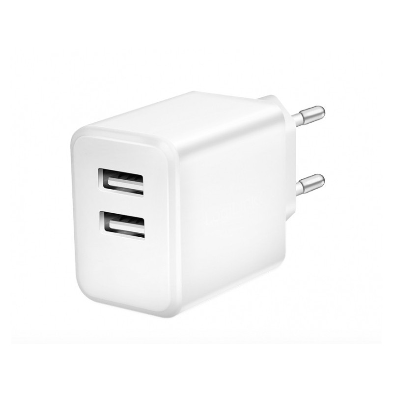 LogiLink dual USB socket adapter 2x USB-A 12W White PA0210W
