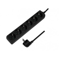 LogiLink Power Strip 6-way 6x CEE 7/3 1.5m Black LPS238B