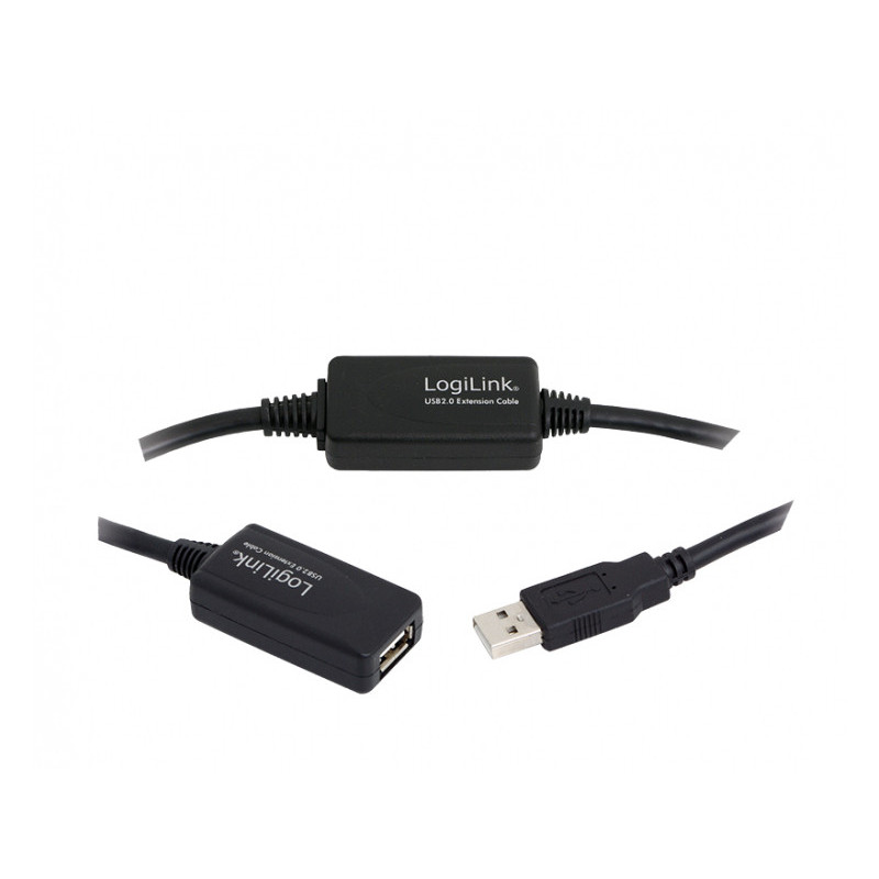 LogiLink USB 2.0 Cable USB-A/M to USB-A/F Amplifier 25m Black LogiLink USB 2.0 Cable USB-A/M to USB-A/F Amplifier 25m Black