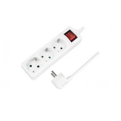 LogiLink 3-way Power Strip + Switch 3x CEE 7/ 1.4m White LPS206