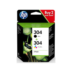 HP 304 2-Pack Black/Tri-color Ink Cartridges 3JB05AE