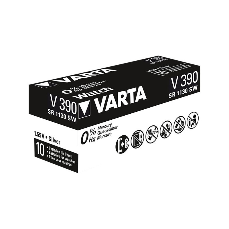 Varta piles bouton Silver Oxide 390 Retail (Pack de 10) 00390 101 111 Varta piles bouton Silver Oxide 390 Retail (Pack de 10) 00390 101 111