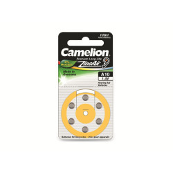 6 piles pour appareil auditif Camelion Zinc-Air A10 0% Mercury/Hg - Joune