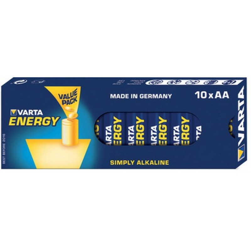 Varta Pack de 10 piles Alkaline Mignon AA Energy Retail Box  04106 229 410