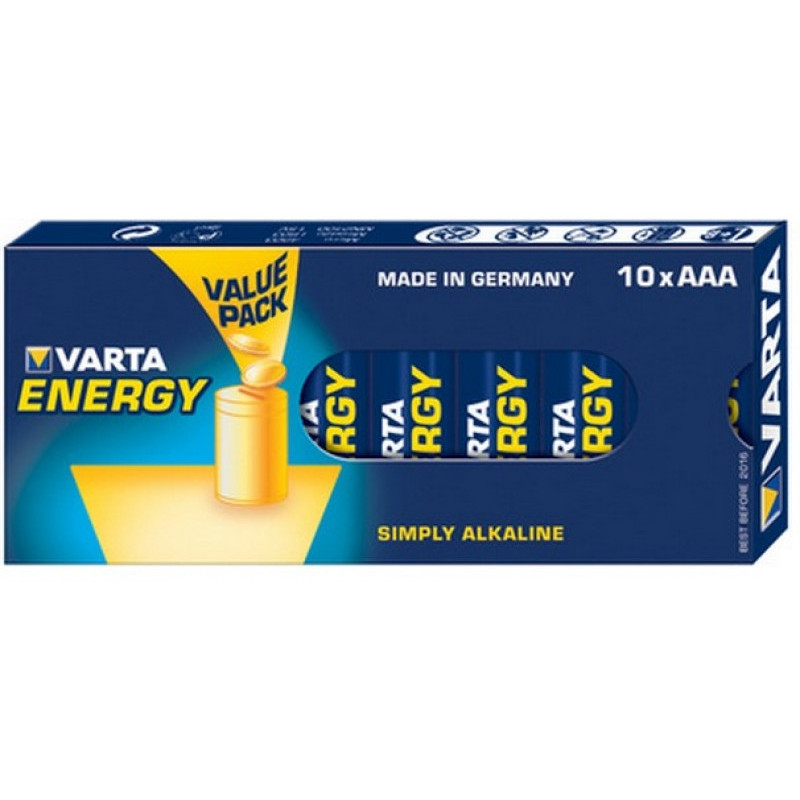 Varta Pack de 10 piles Alkaline Micro AAA Energy  04103 229 410