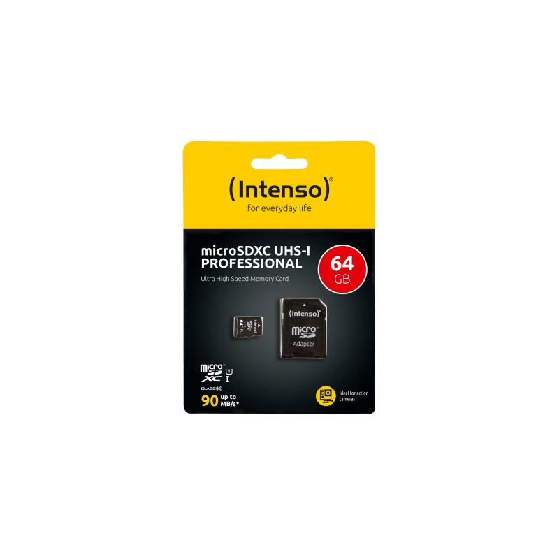 Intenso Memory Card microSDXC UHS-I Professional 64GB + Adapter CL 10