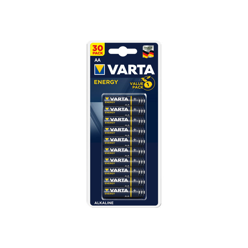 Varta Pack de 30 Piles Alcaline Mignon AA Energy Blister  04106 229 630