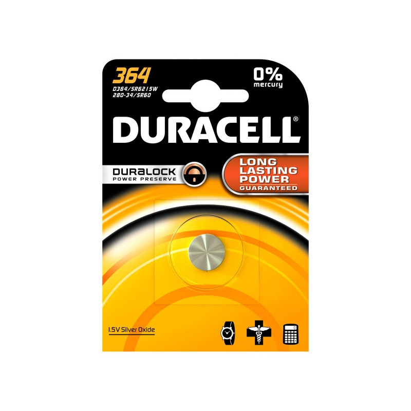 Duracell Batterie Silver Oxide Knopfzelle 364. 1.5V Blister (1-Pack) 067790 Duracell Batterie Silver Oxide Knopfzelle 364. 1.5V Blister (1-Pack) 067790