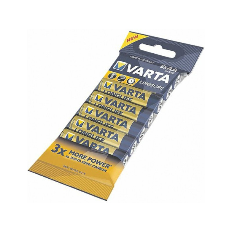 Varta Pack de 8 Piles Alkaline Mignon AA longue durée  04106 101 328