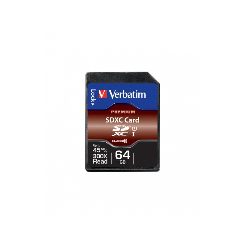 Verbatim SD Card 64GB SDXC Premium Class 10 retail 44024
