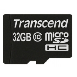 Transcend  MicroSD/SDHC Card 32GB Class10 w/adapter TS32GUSDHC10