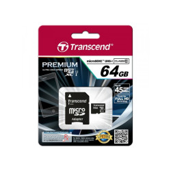 Transcend MicroSD/SDXC Card 64GB UHS1 w/Adapter TS64GUSDU1