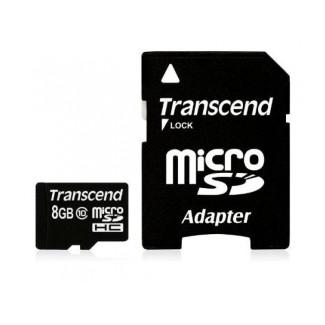 Transcend MicroSD/SDHC Card  8GB Cl.10 w/Adap. TS8GUSDHC10