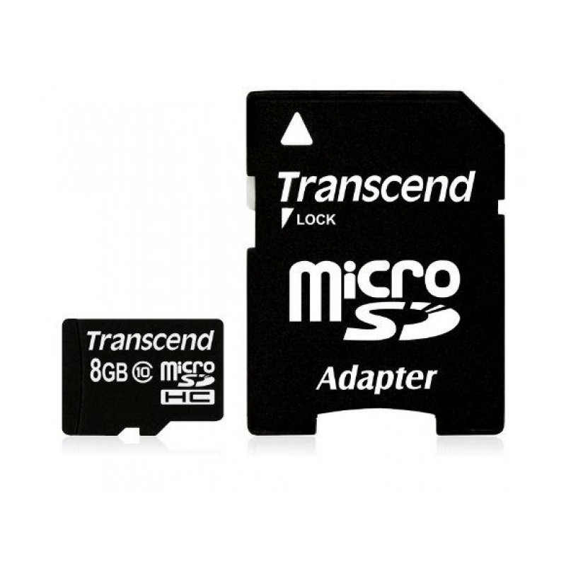 Transcend MicroSD/SDHC Card 8GB Cl.10 w/Adap. TS8GUSDHC10 Transcend MicroSD/SDHC Card 8GB Cl.10 w/Adap. TS8GUSDHC10