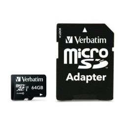 Verbatim PRO MicroSDXC 64GB Cl.10 U3 UHS-I W/Adapter 47042