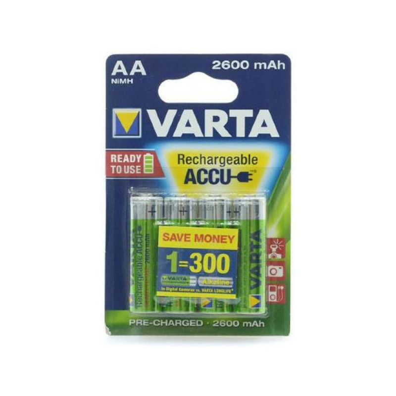 Varta Piles NiMH Mignon AA 2600mAh Blister (Pack de 4) 05716 101 404