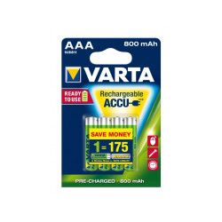 Piles Varta Micro AAA NiMH 800mAh Blister 1.2V. (Pack de 4) 56703 101 404