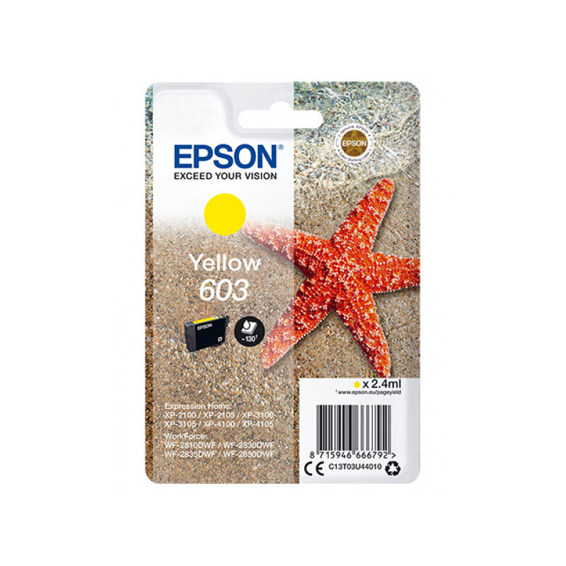 Epson TIN 603 - Yellow- Original - Ink cartridge C13T03U44010 Epson TIN 603 - Yellow- Original - Ink cartridge C13T03U44010