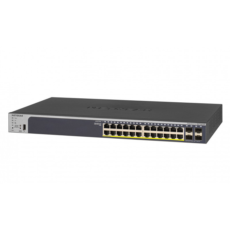 Netgear Smart switch Gigabit Ethernet 28 ports avec 4 ports SFP et haute puissance - GS728TPP-200EUS Netgear Smart switch Gigabit Ethernet 28 ports avec 4 ports SFP et haute puissance - GS728TPP-200EUS
