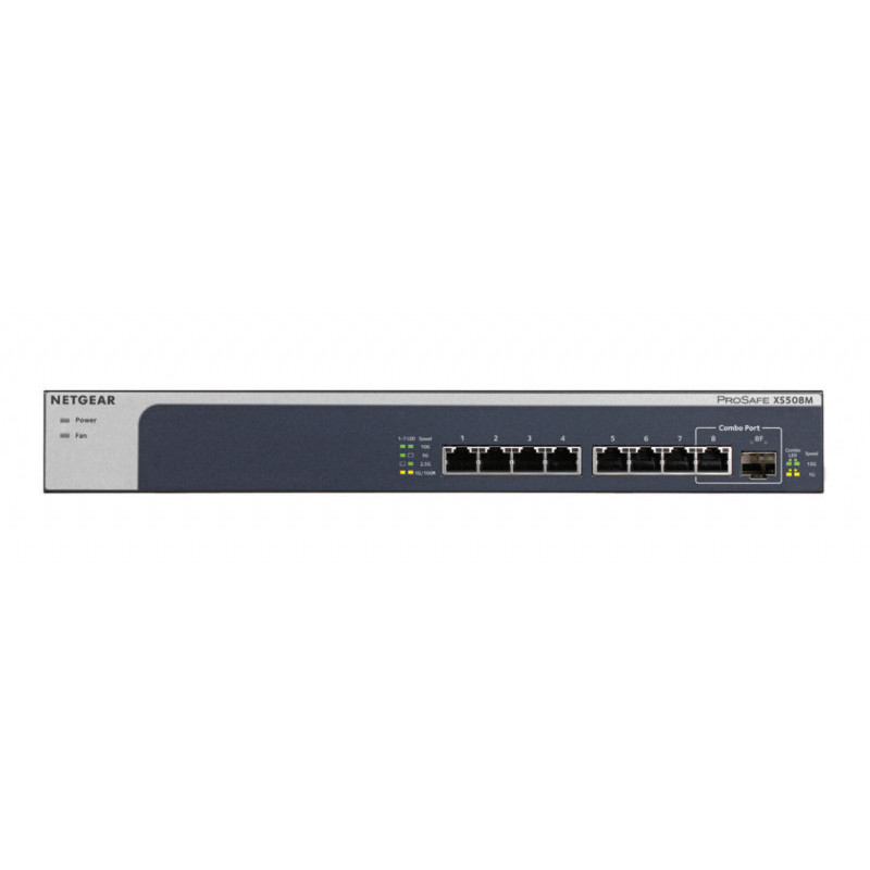 Netgear Switch non manageable 10 Gigabit/Multi-Gigabit 8 ports. 5 vitesses de connexion Netgear Switch non manageable 10 Gigabit/Multi-Gigabit 8 ports. 5 vitesses de connexion