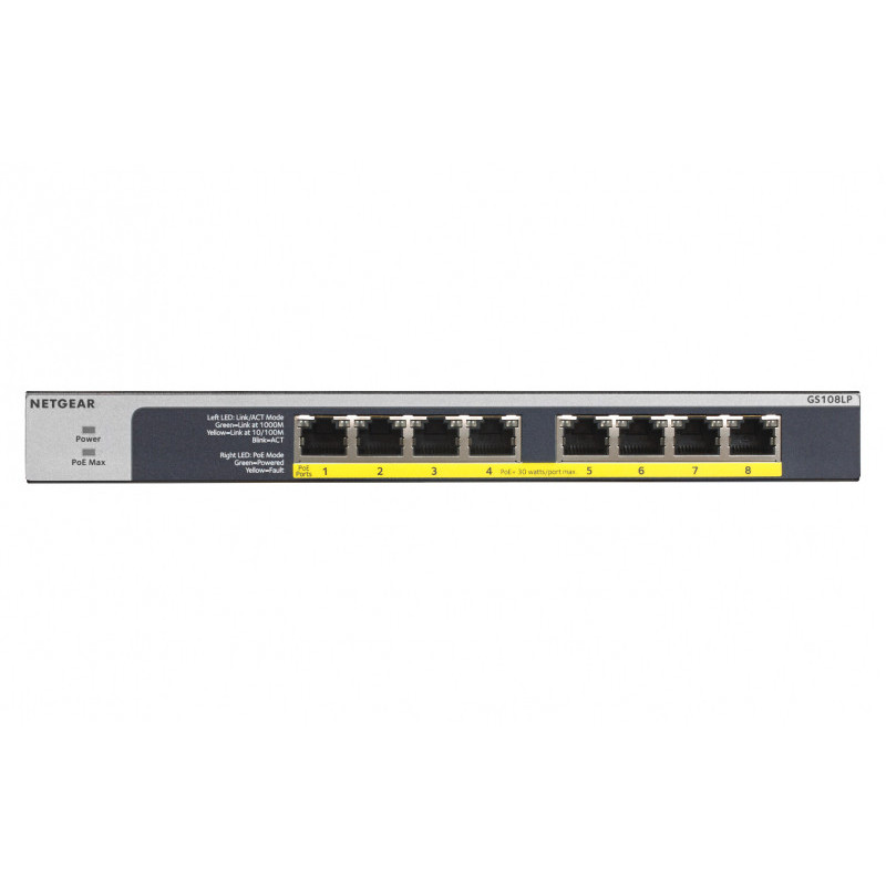 Netgear Switch non manageable PoE+ Gigabit Ethernet 8 ports avec technologie FlexPoE (60 W) Netgear Switch non manageable PoE+ Gigabit Ethernet 8 ports avec technologie FlexPoE (60 W)