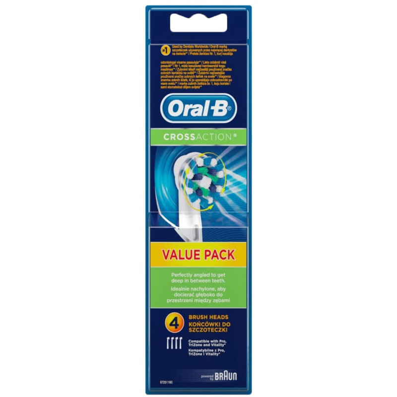 Oral-B Pack de 4 Têtes de brosse à dents de rechange CrossAction EB50-4